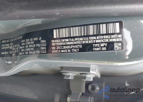 2018 Jeep Renegade Sport 4X4 from USA, damaged, VIN ZACCJBAB6JPH19710